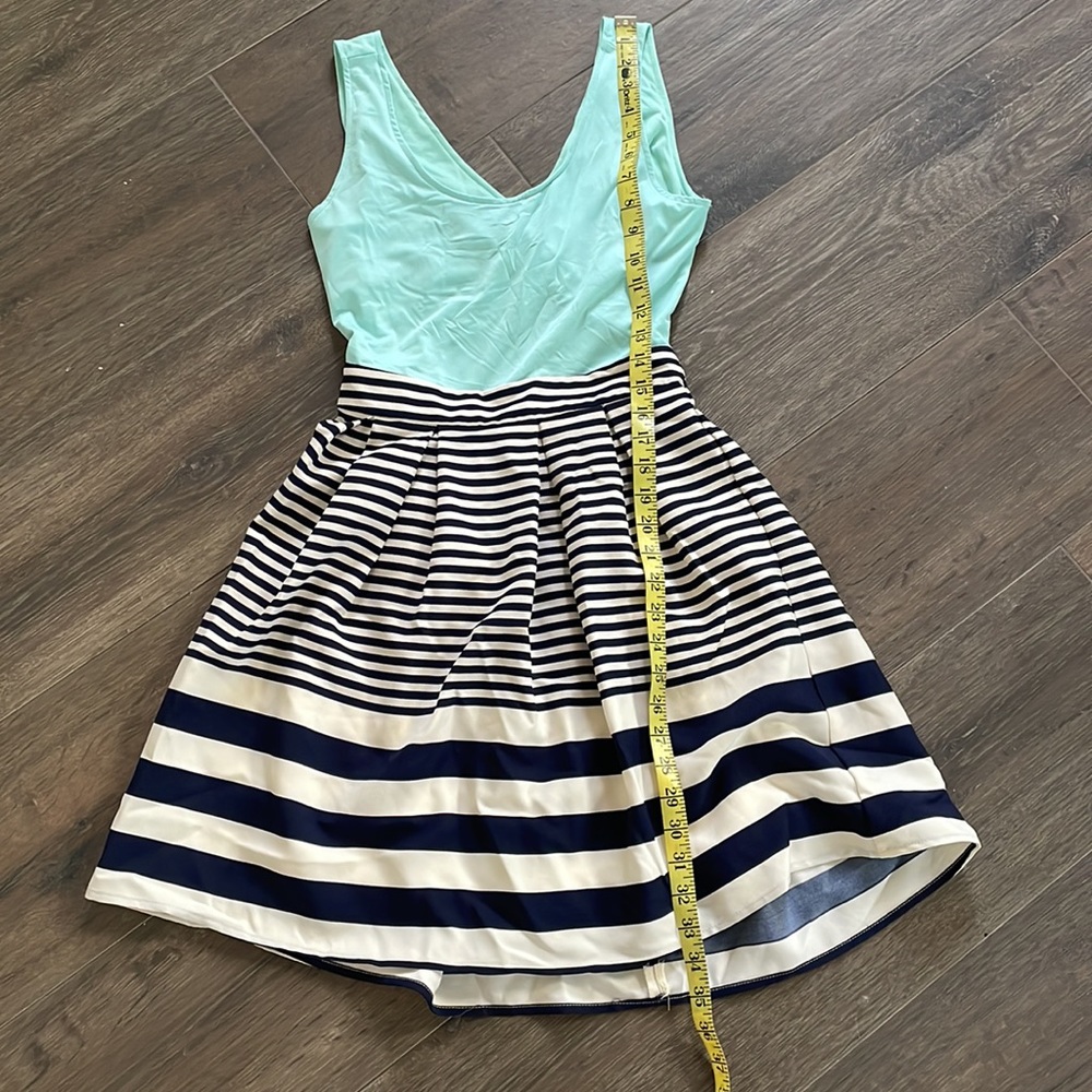 Striped and mint cut out back skater dress